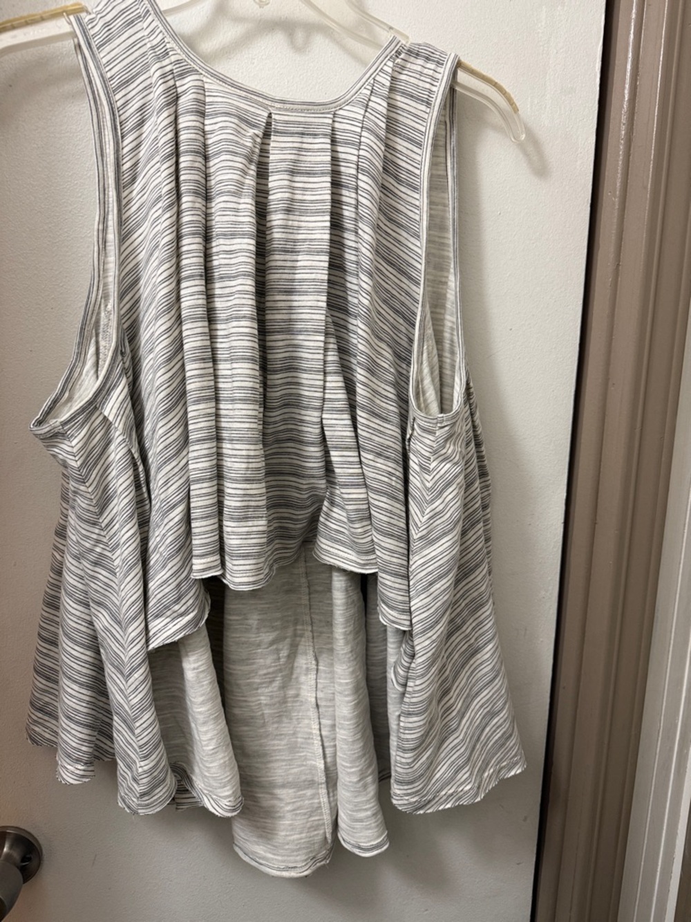 Striped Layered Tank Top in Light Gray and White